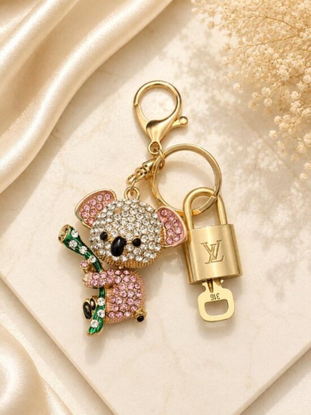 Authentic Louis Vuitton Gold Lock 🔒 Unbranded Elephant Keychain Bag Charm LV